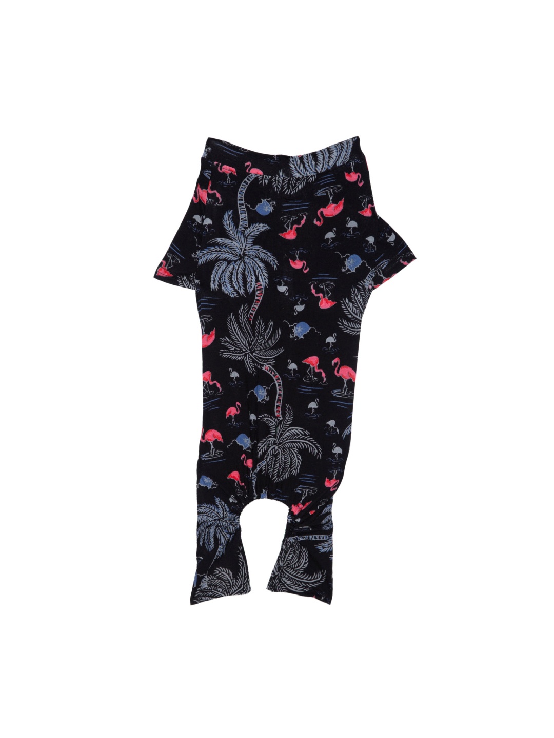 

Lulala Unisex Black Printed Cotton Dog Jumpsuit