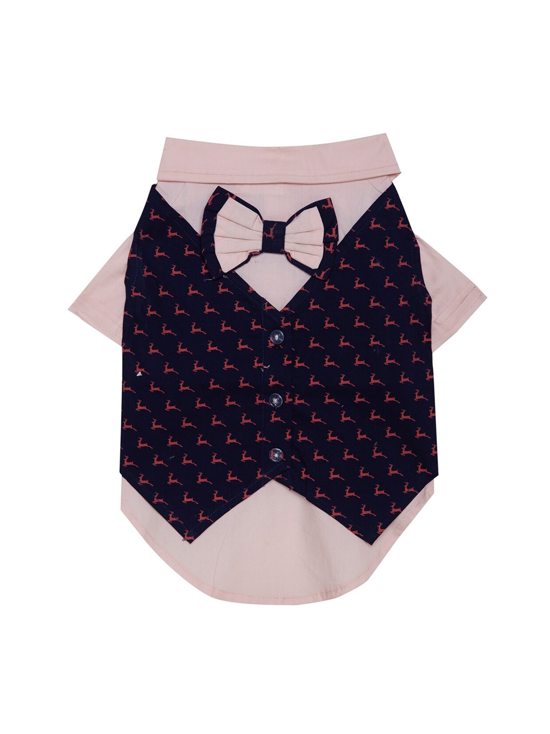 

Lulala Navy Blue & Pink Printed Dog Tuxedo