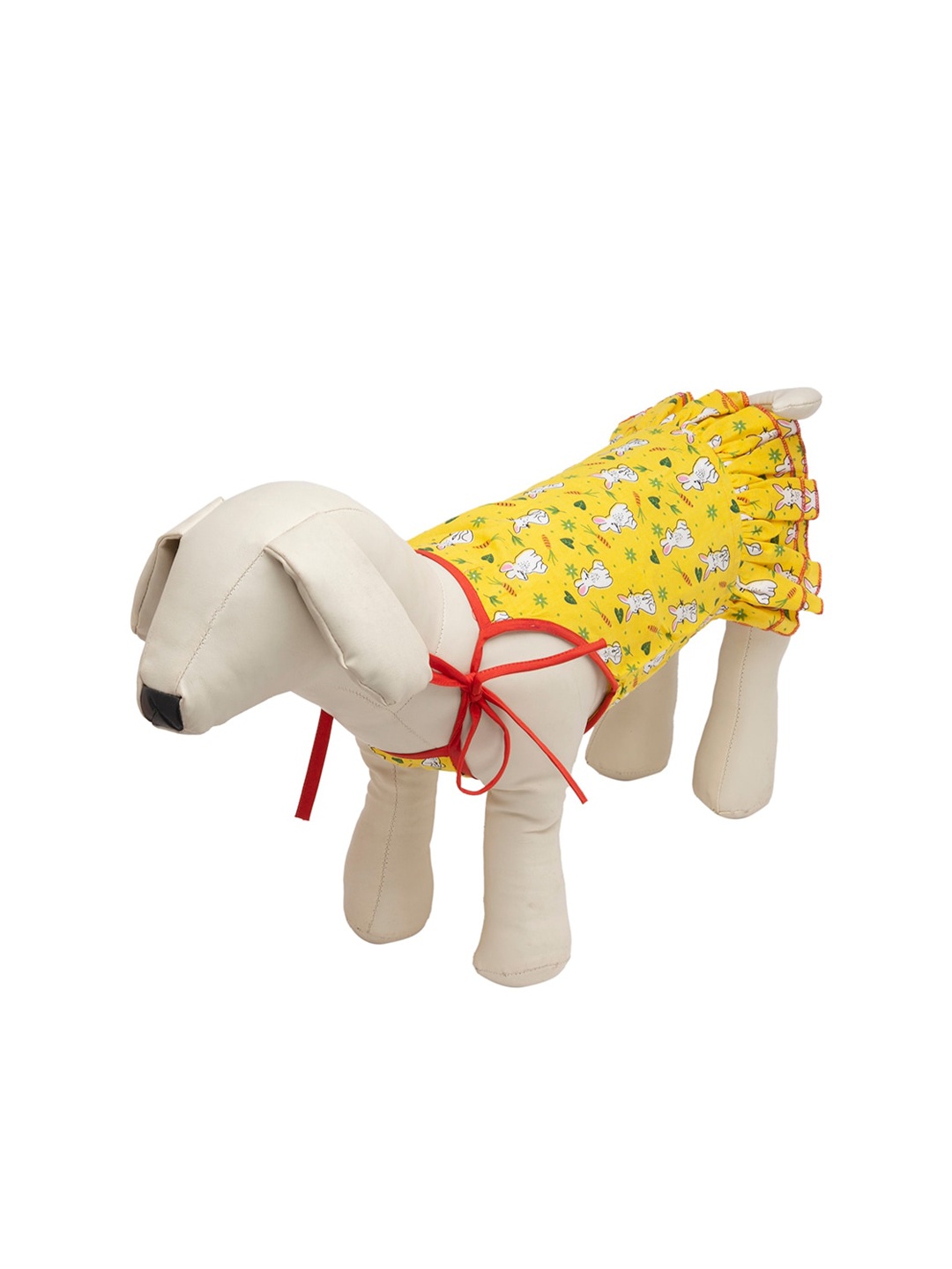 

Lulala Yellow Printed Cotton Dog Spaghetti Dress
