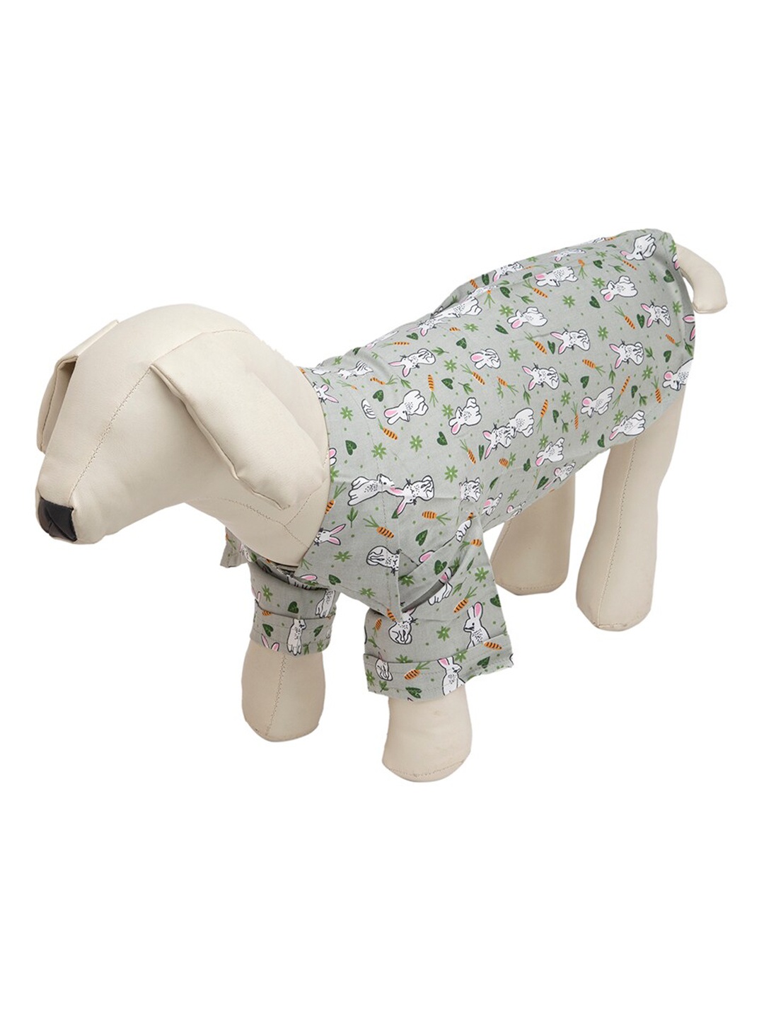 

Lulala Grey & White Printed Cotton Dog Collar Shirt