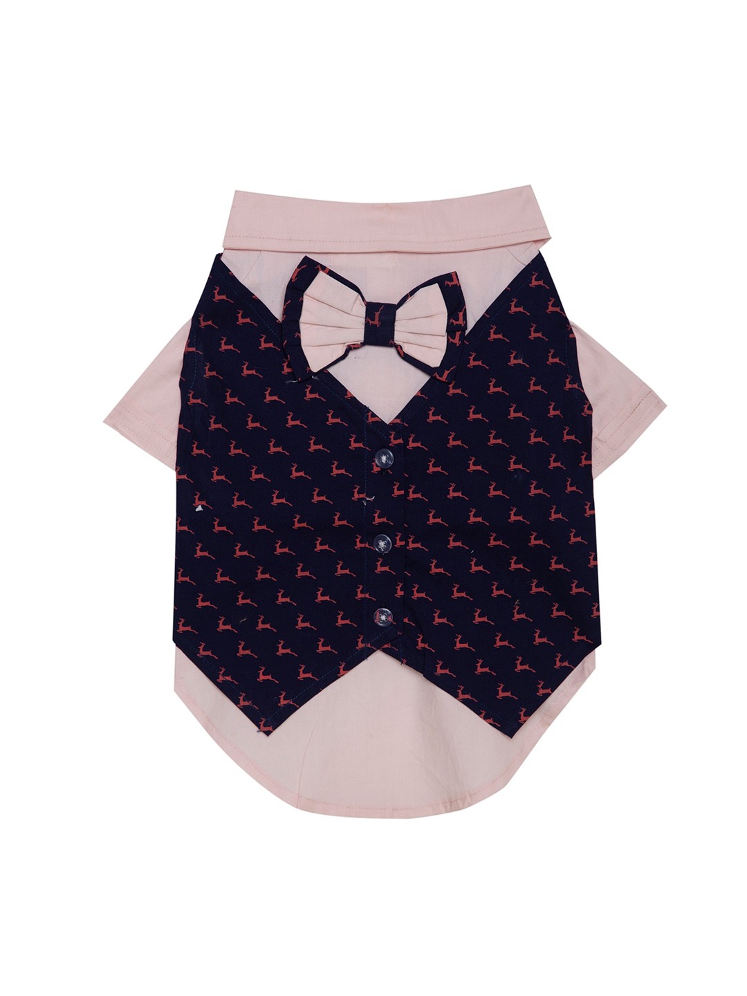 

Lulala Pink & Navy Blue Printed Tuxedo Dog Shirt Dresses