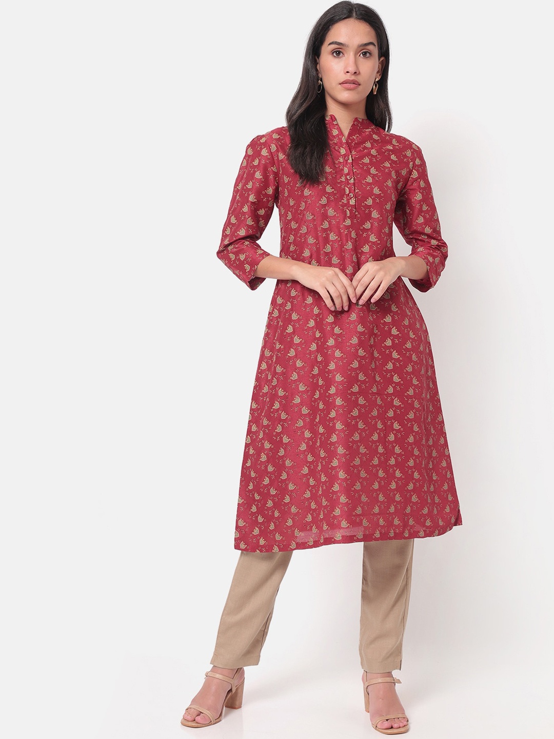 

Saaki Women Red Ethnic Motifs Printed Kurta