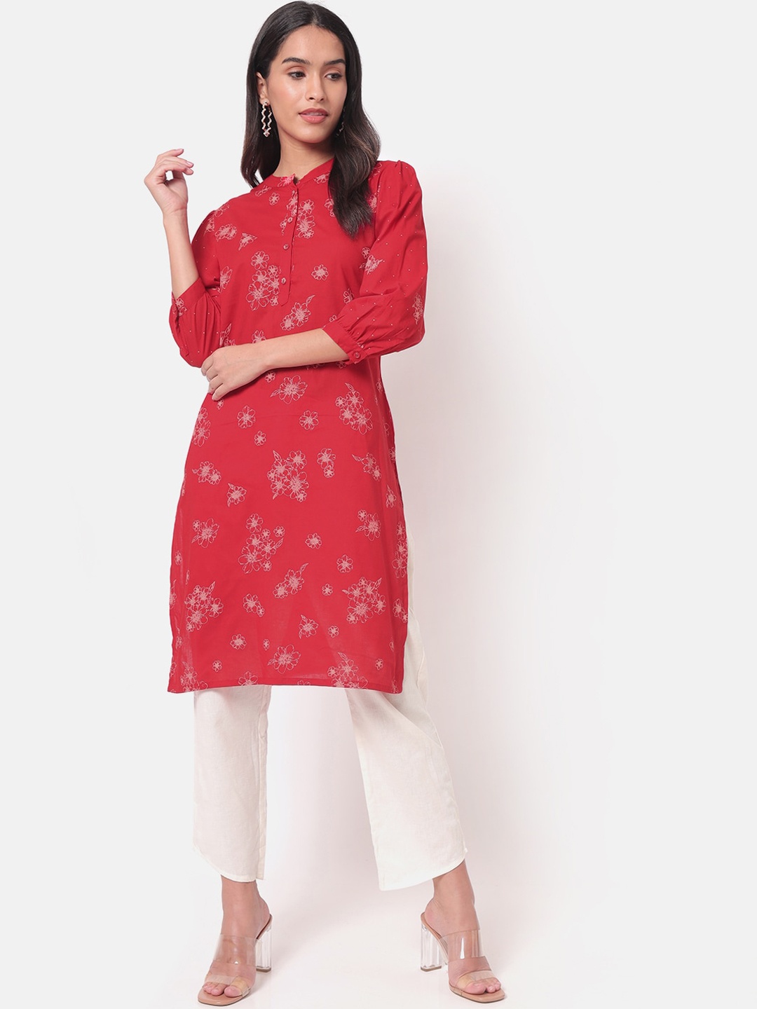

Saaki Women Red Floral Printed Kurta