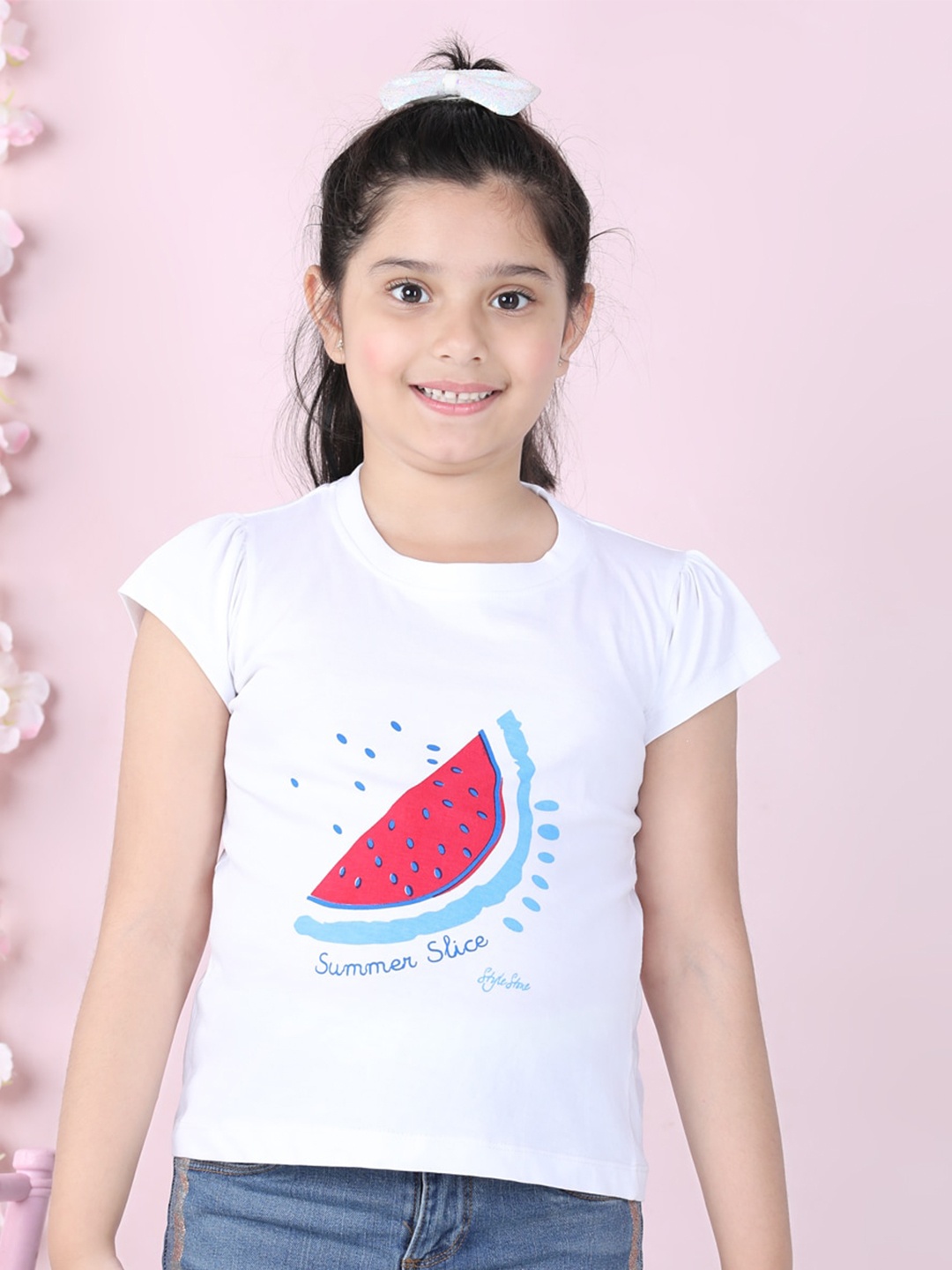 

StyleStone Girls White & Red Printed T-shirt