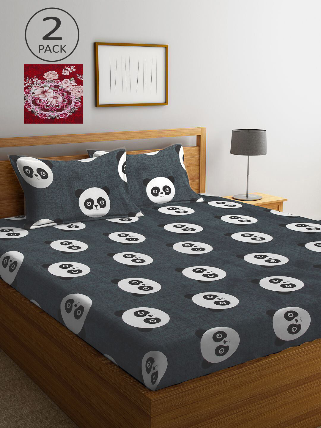 

KLOTTHE Multi Coloured 210 TC Printed Set of 2 King Cotton Bedsheet with 4 Pillow Covers