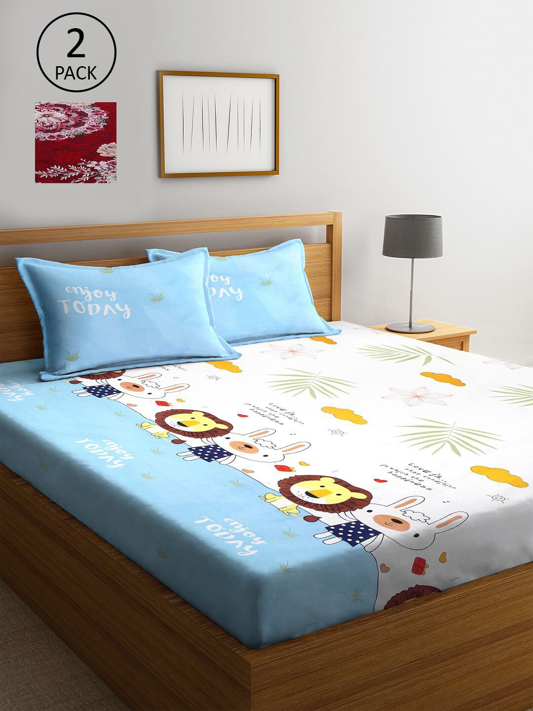 

KLOTTHE Multi Coloured 210 TC Printed 2 King Cotton Bedsheet with 4 Pillow Covers
