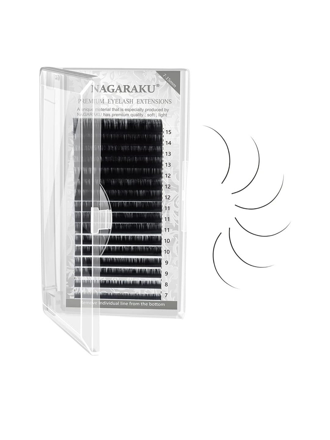 

NAGARAKU Premium Classic Synthetics 16 Rows Tray 7-15mm False Eyelash Extensions - Curl DD, Black