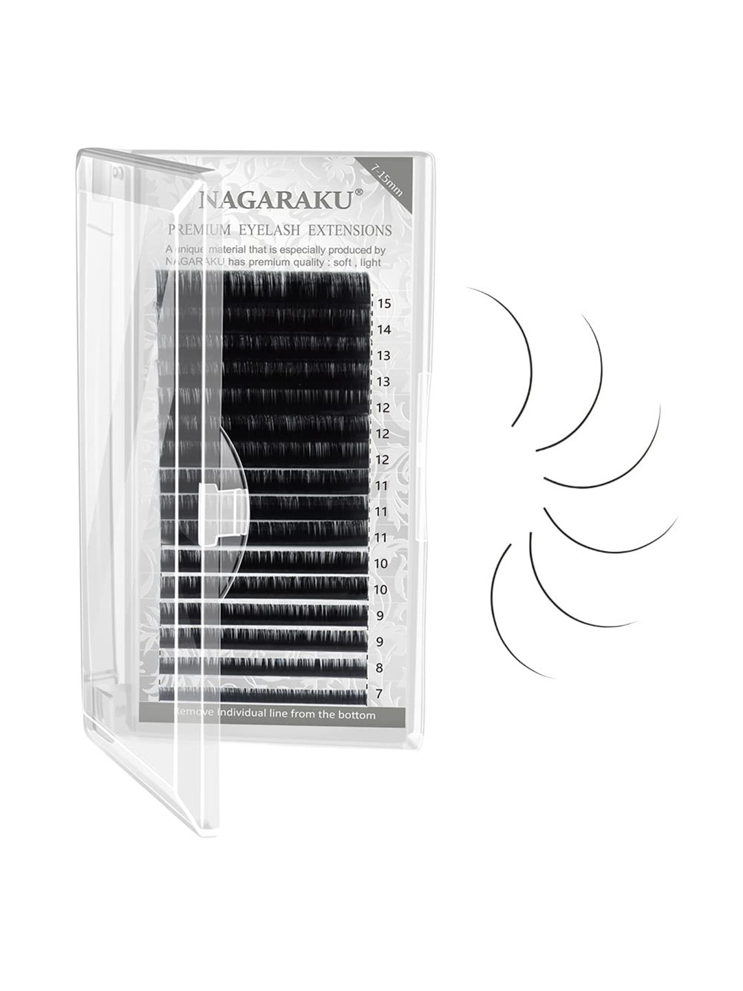 

NAGARAKU Premium Classic 16 Rows Tray 7-15mm False Eyelash Extensions - Curl-DD 0.07, Black