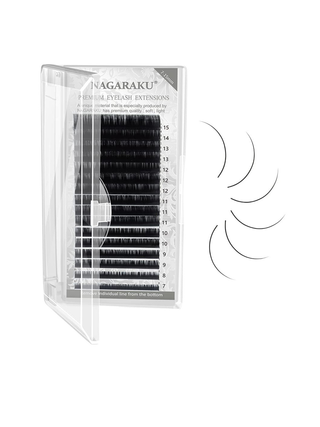

NAGARAKU Premium Classic Matte Black 16 Rows Synthetic Eyelash Extensions - Curl DD
