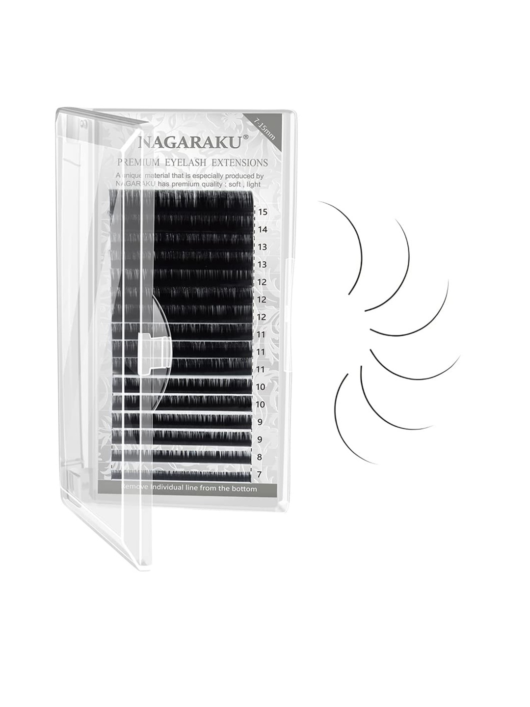 

NAGARAKU Premium Classic Matte Black 16 Rows Synthetic Eyelash Extensions - Curl B