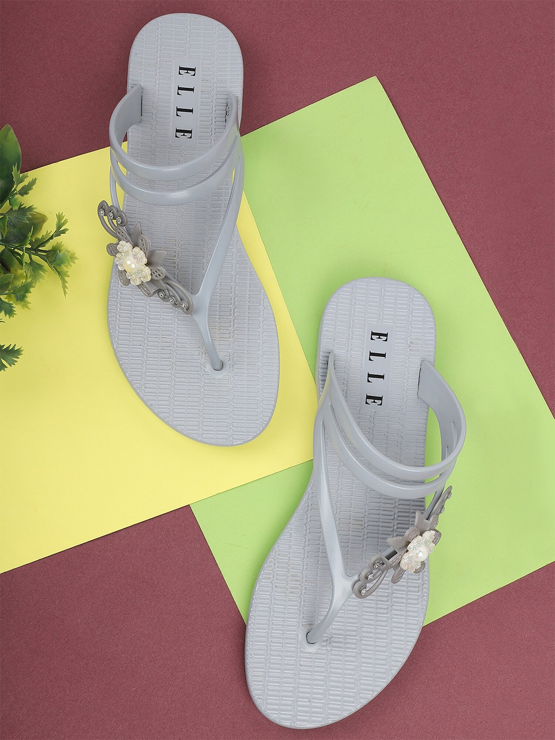 

ELLE Women Grey Thong Flip-Flops