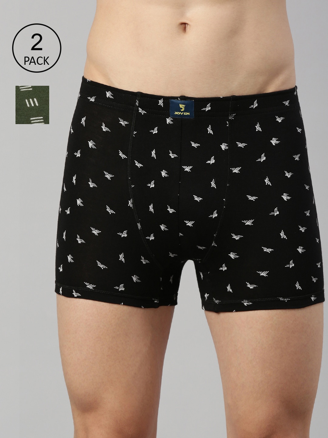 

Joven Men Pack Of 2 Black & Green Printed Cotton Trunk 2TAOP-C2-