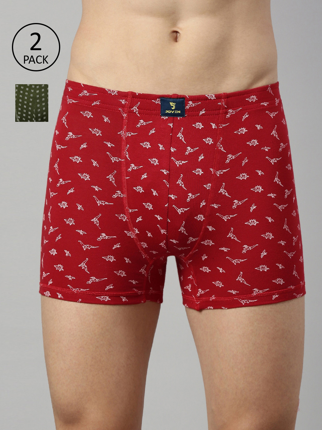 

Joven Men Pack of 2 Printed Cotton Trunk 2TAOP-C9, Olive