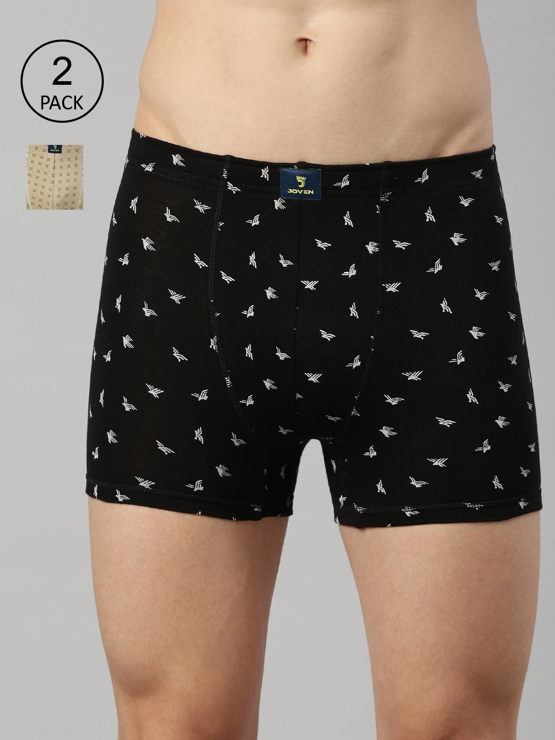 

Joven Men Black & Beige Pack Of 2 Printed Cotton Trunks 2TAOP-C7