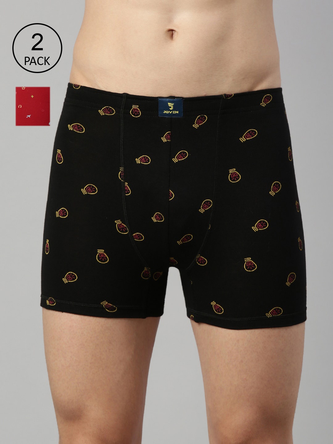 

Joven Men Red & Black Pack Of 2 Printed Trunks 2TAOP-C10