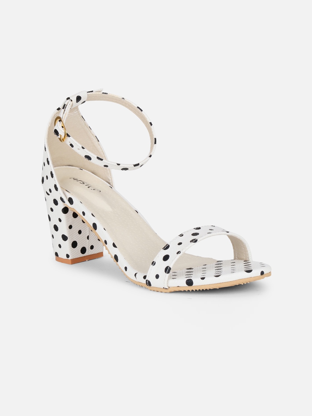 

Misto Black & White Printed PU Work Block Sandals