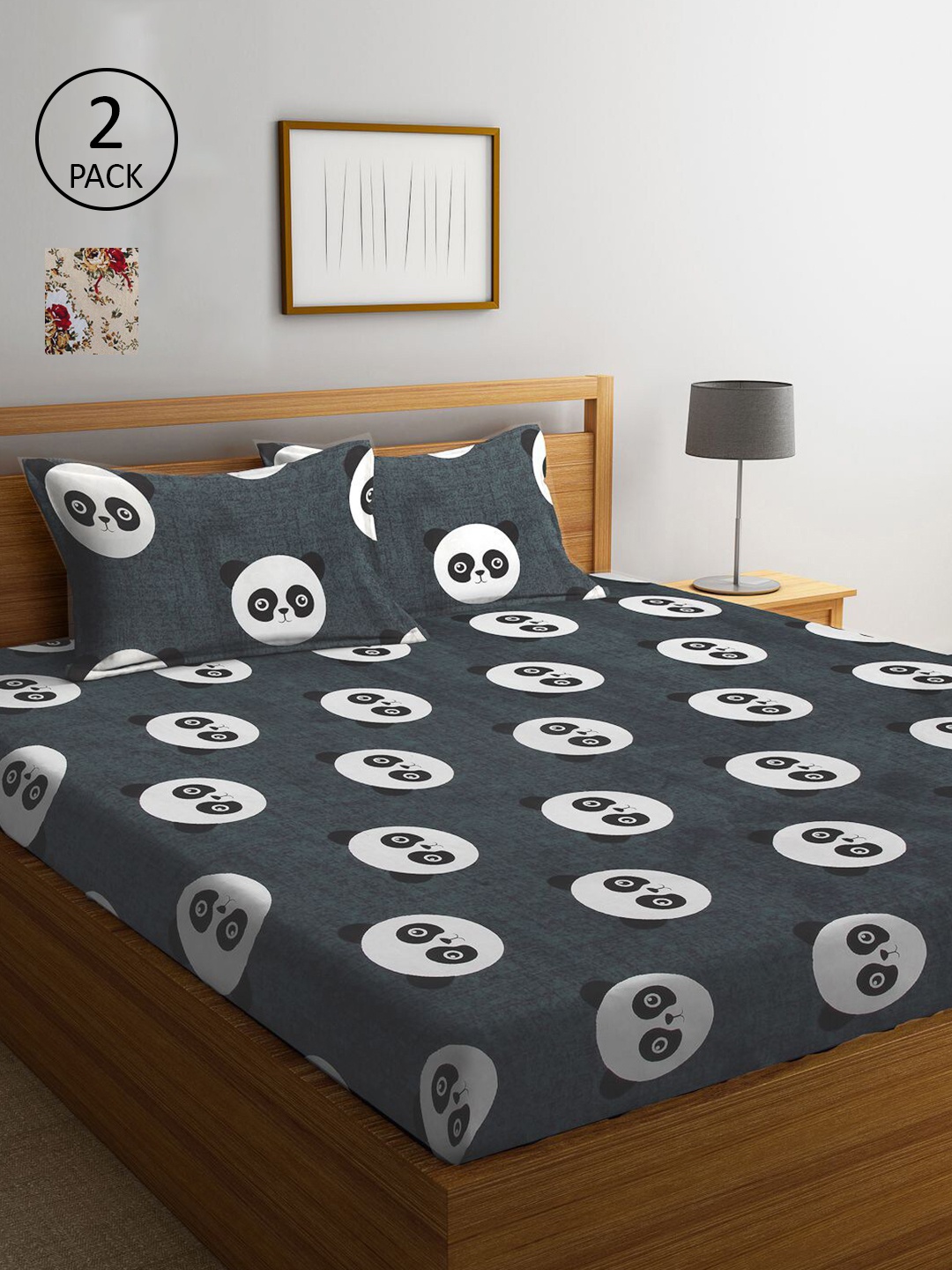 

KLOTTHE Multi Coloured 210 TC Printed 2 King Cotton Bedsheet with 4 Pillow Covers
