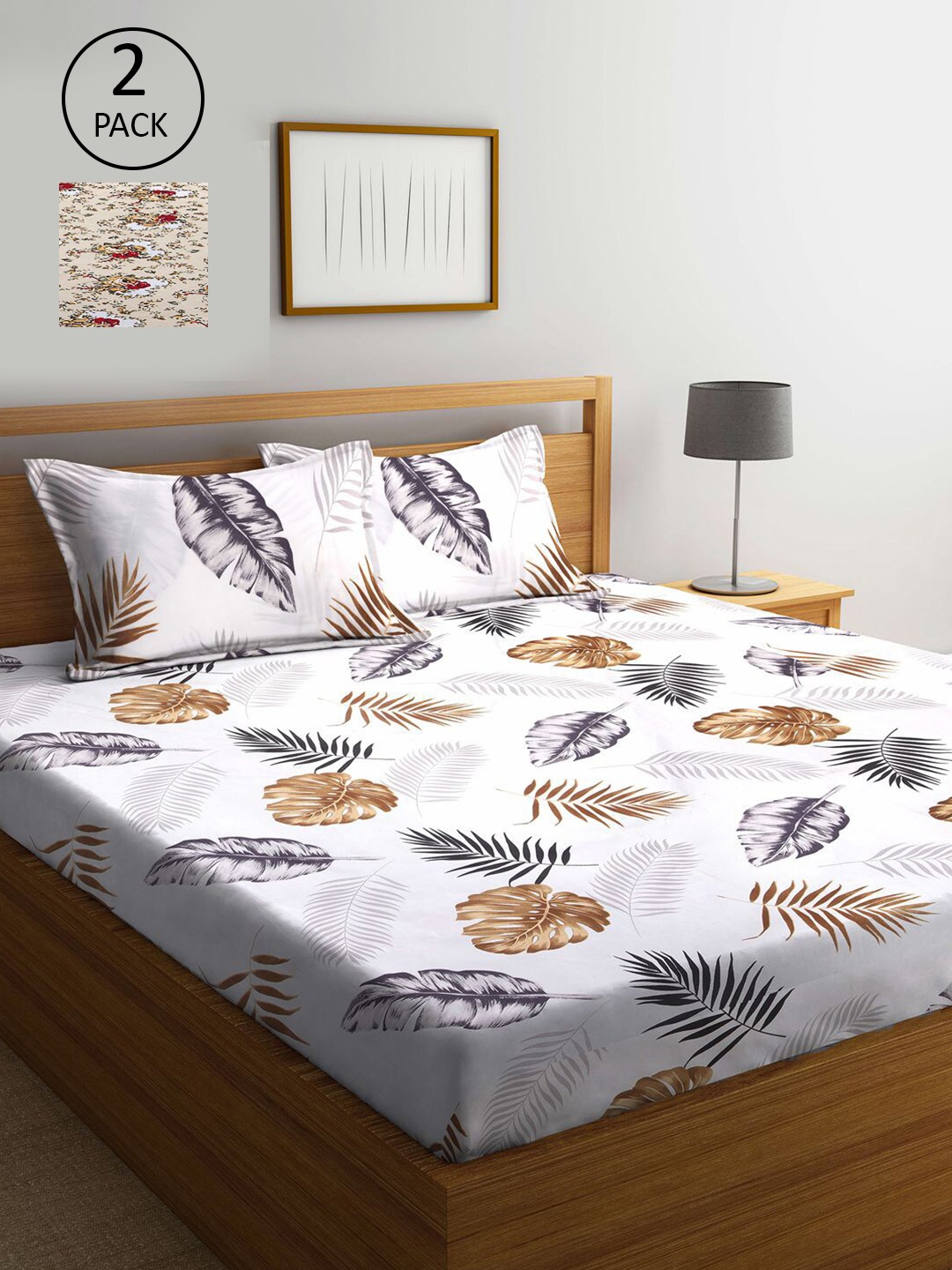 

KLOTTHE Multi Coloured 210 TC Printed 2 King Cotton Bedsheet with 4 Pillow Covers