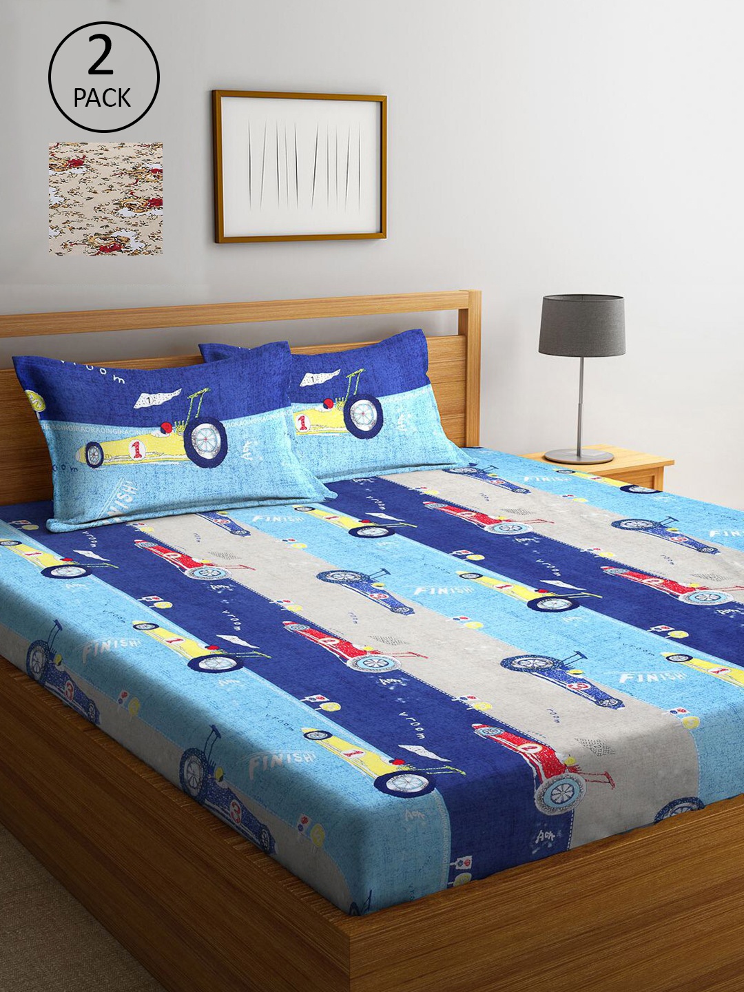 

KLOTTHE Multi Coloured 210 TC Printed 2 King Cotton Bedsheet with 4 Pillow Covers