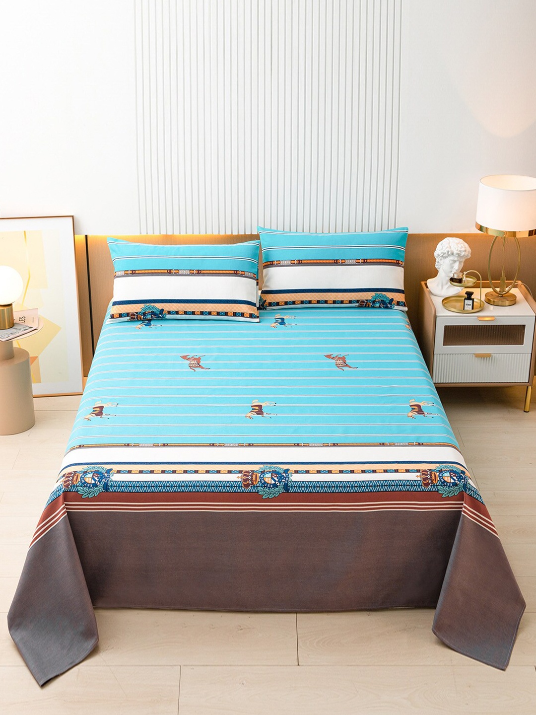 

JC HOME Multi Coloured 144 TC Printed King Cotton Bedsheet