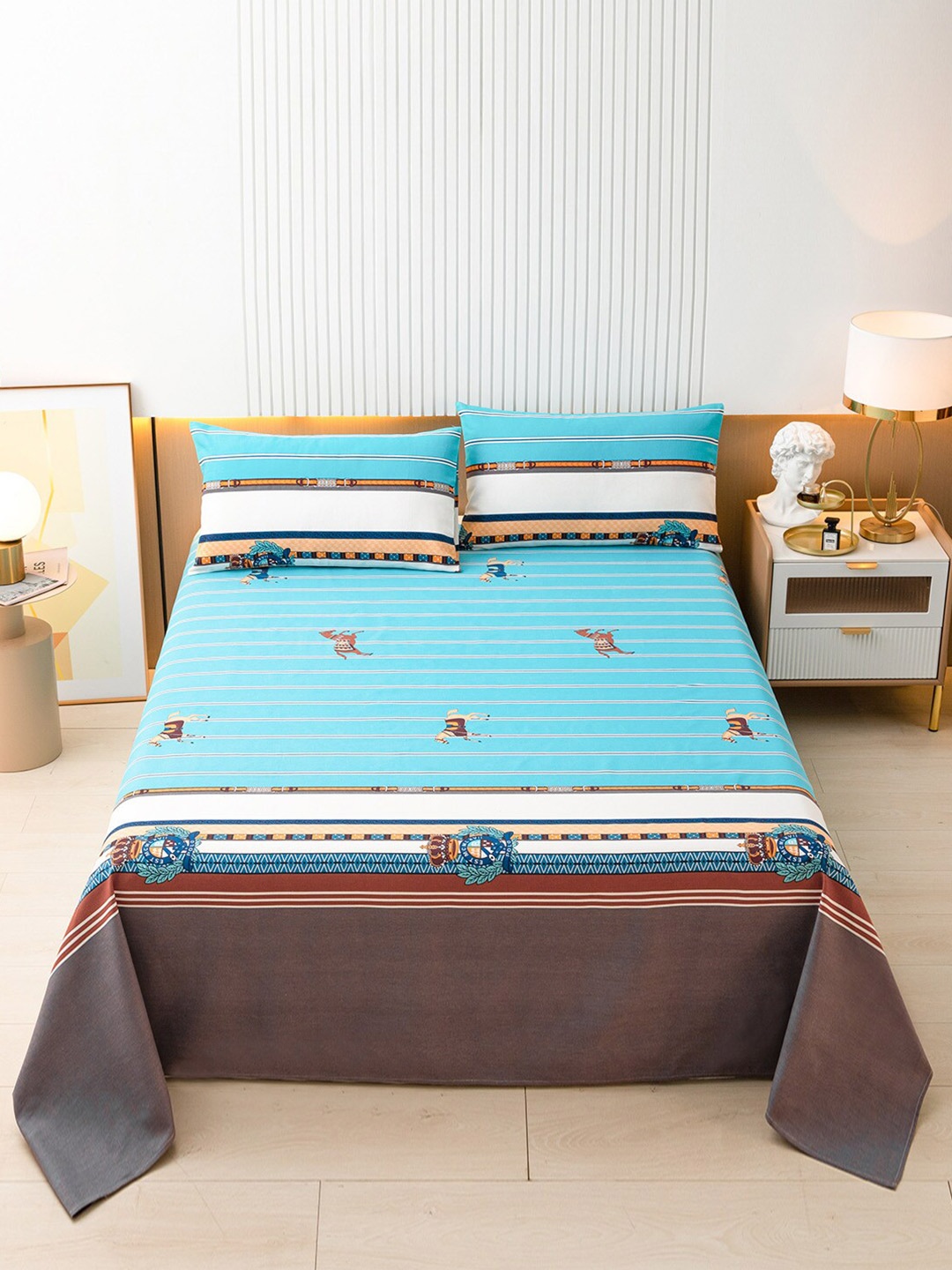 

JC HOME Multi Coloured 144 TC Printed Single Cotton Bedsheet