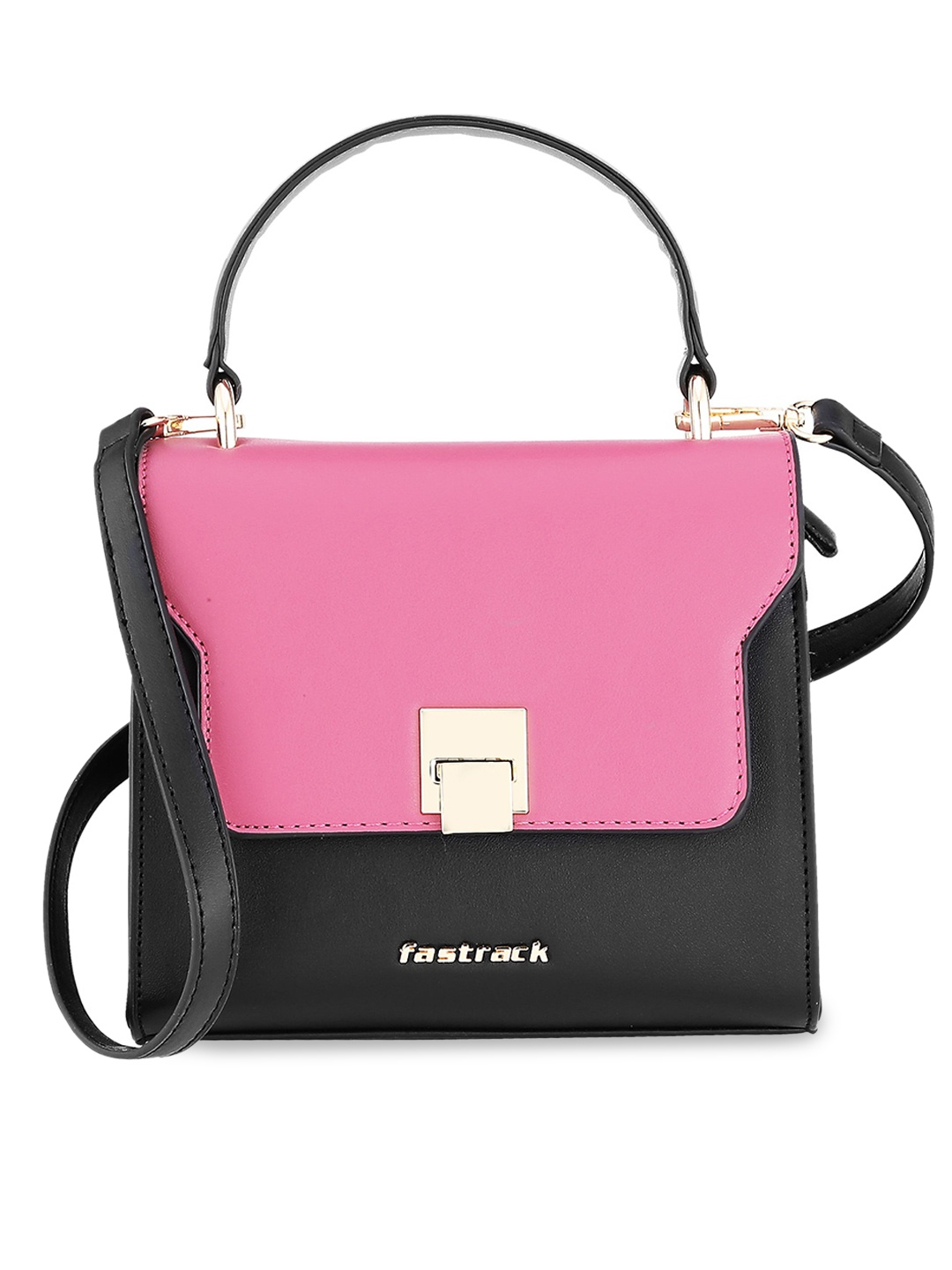 

Fastrack Pink Colourblocked PU Structured Satchel