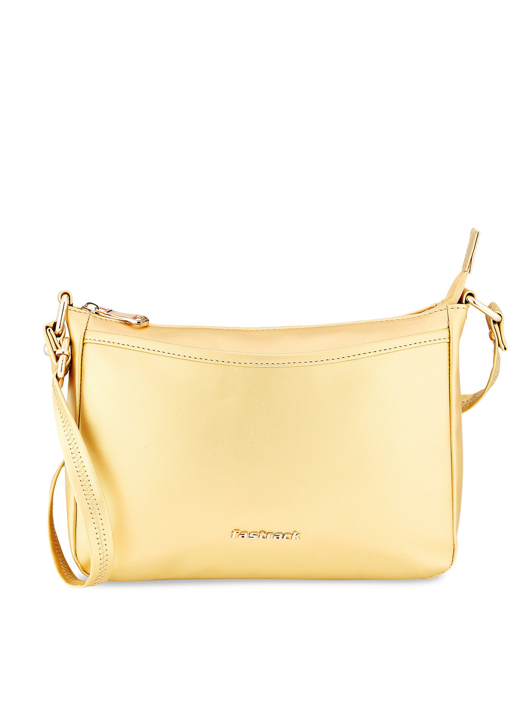 

Fastrack Gold-Toned PU Structured Sling Bag