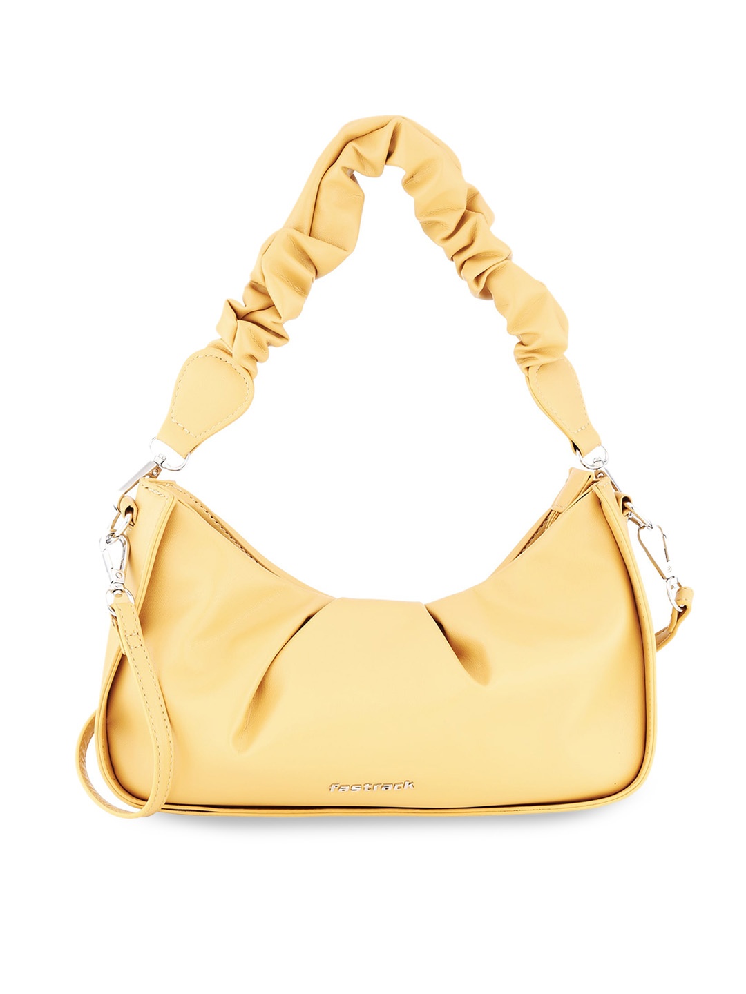 

Fastrack Yellow PU Oversized Structured Hobo Bag with Fringed
