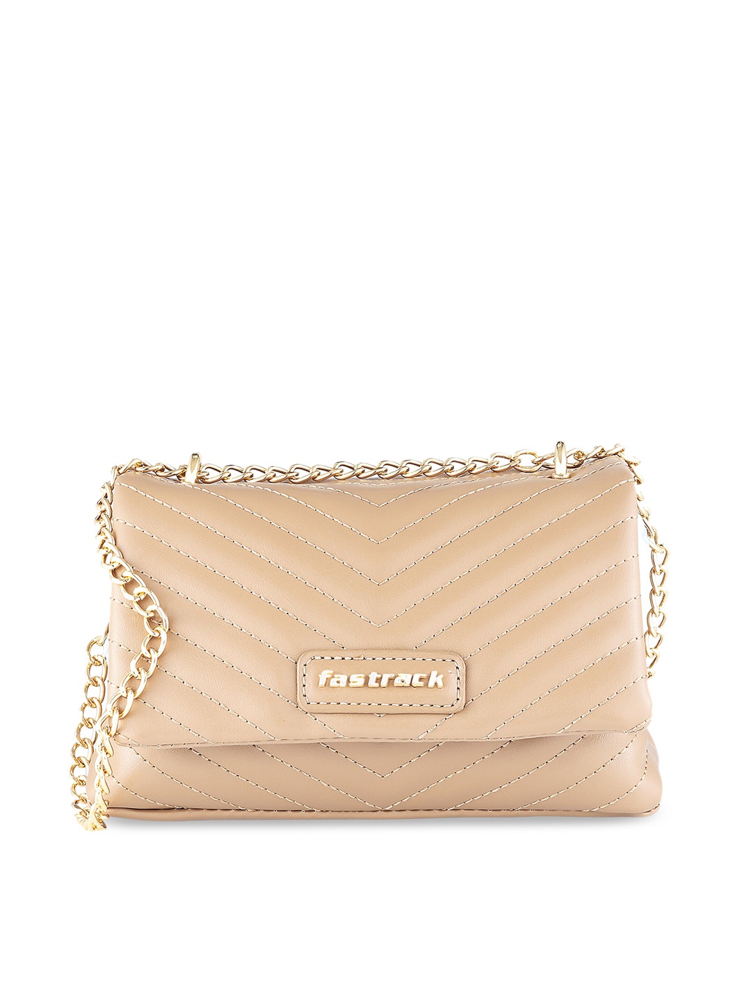 

Fastrack Brown PU Structured Handheld Bag with Quilted