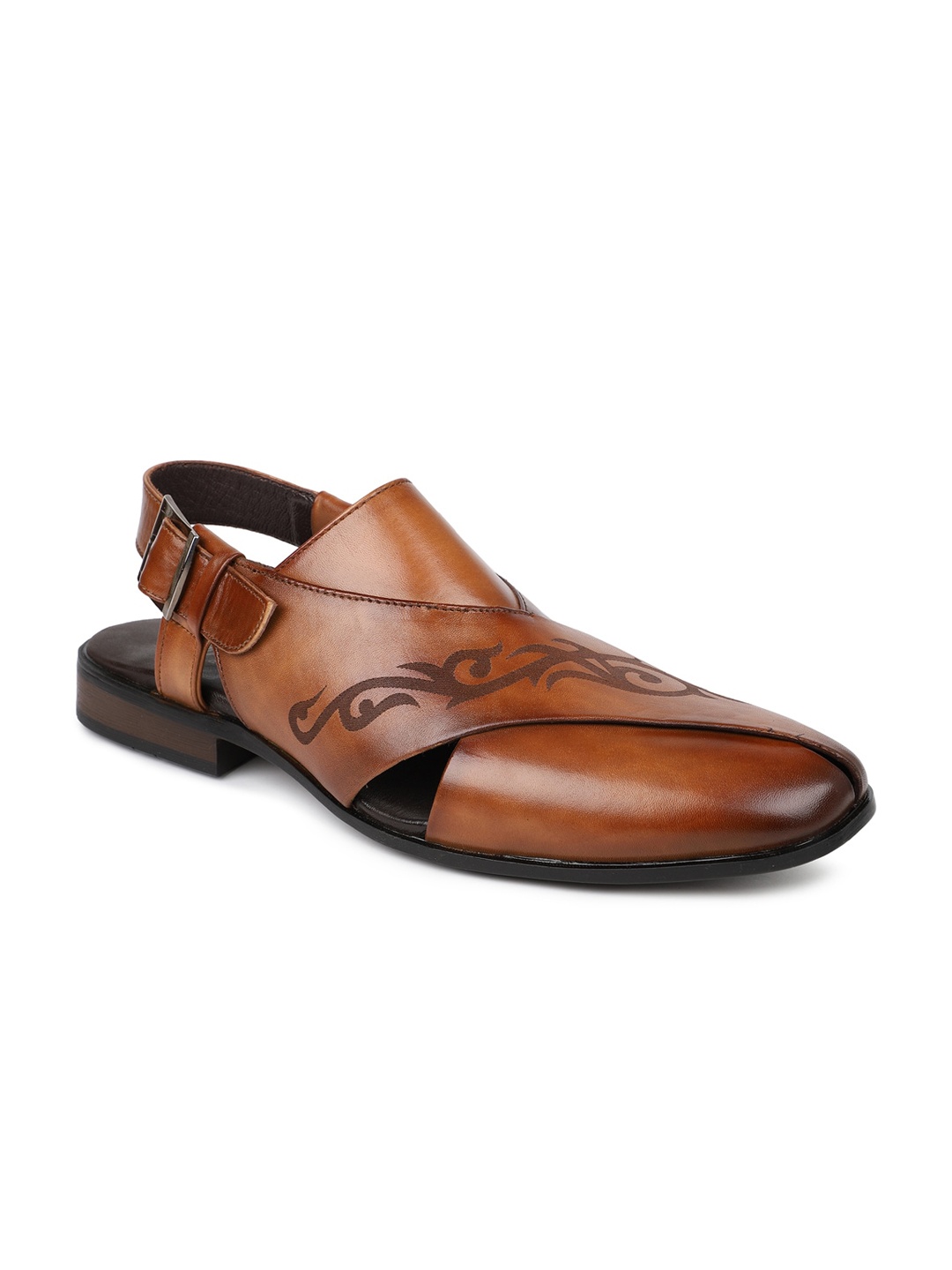 

PRIVO by Inc.5 Men Coffee Brown Printed Leather Monks