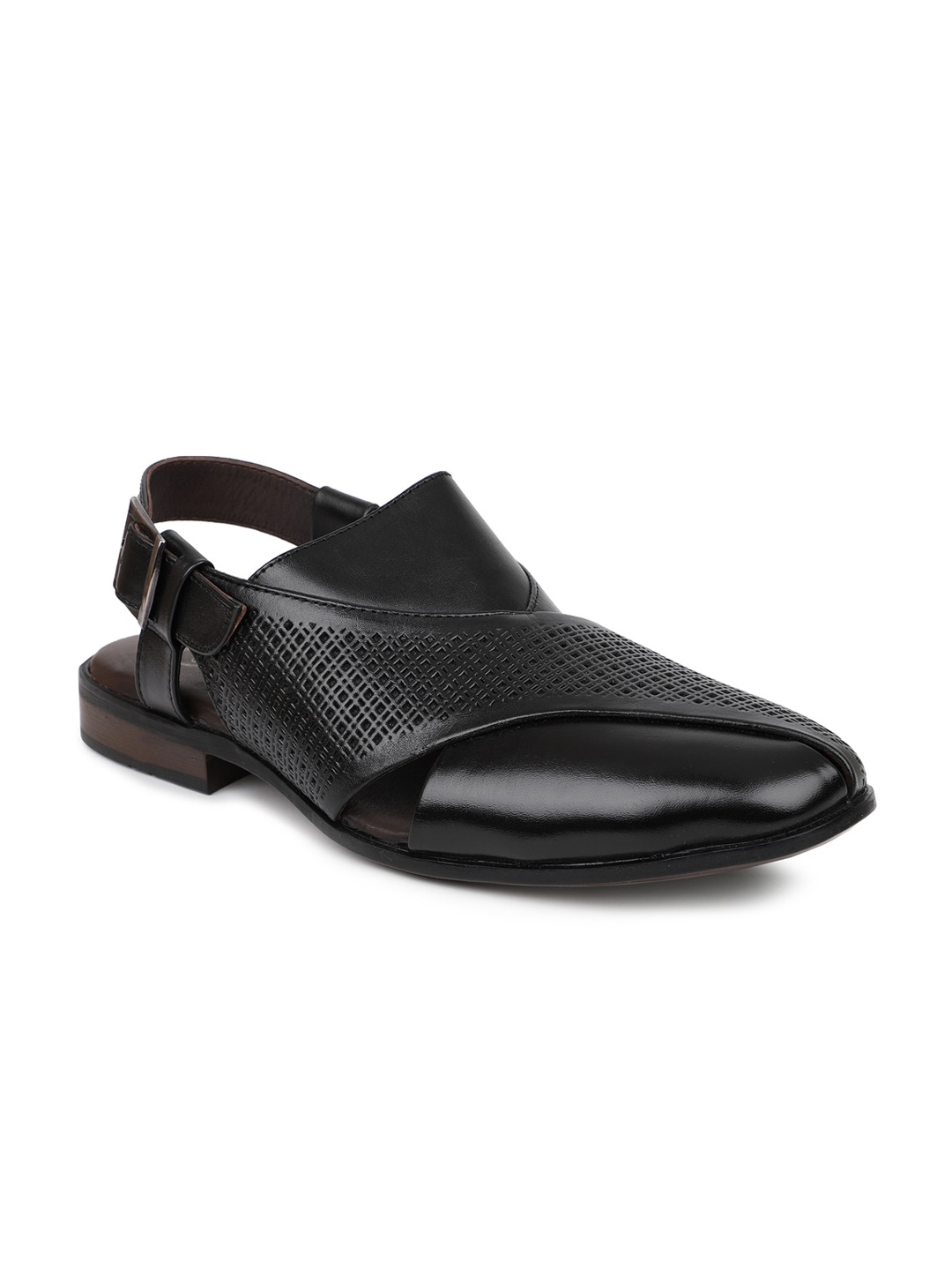 

PRIVO Men Black Perforations Leather Monks