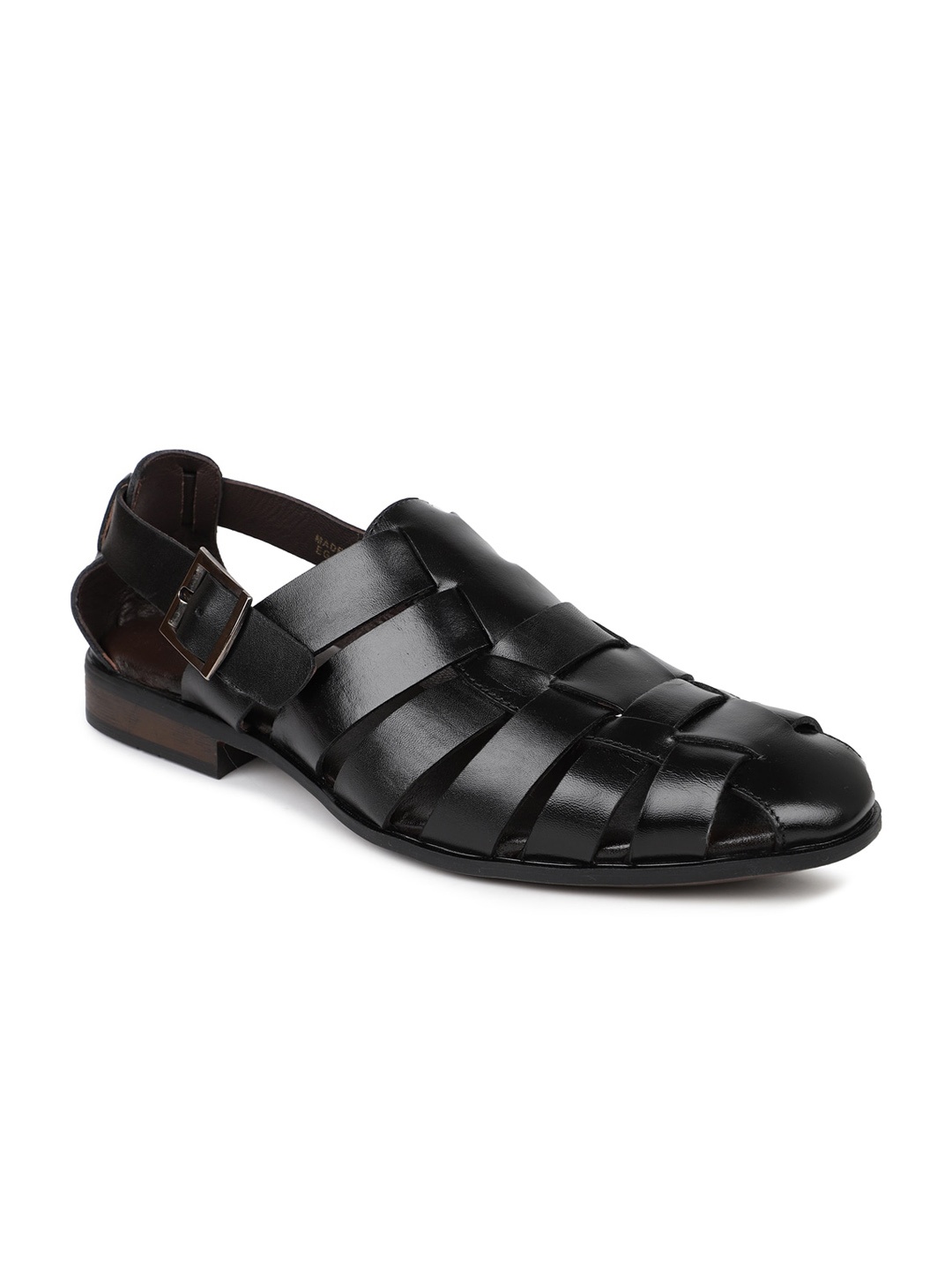 

PRIVO Men Black Leather Monks