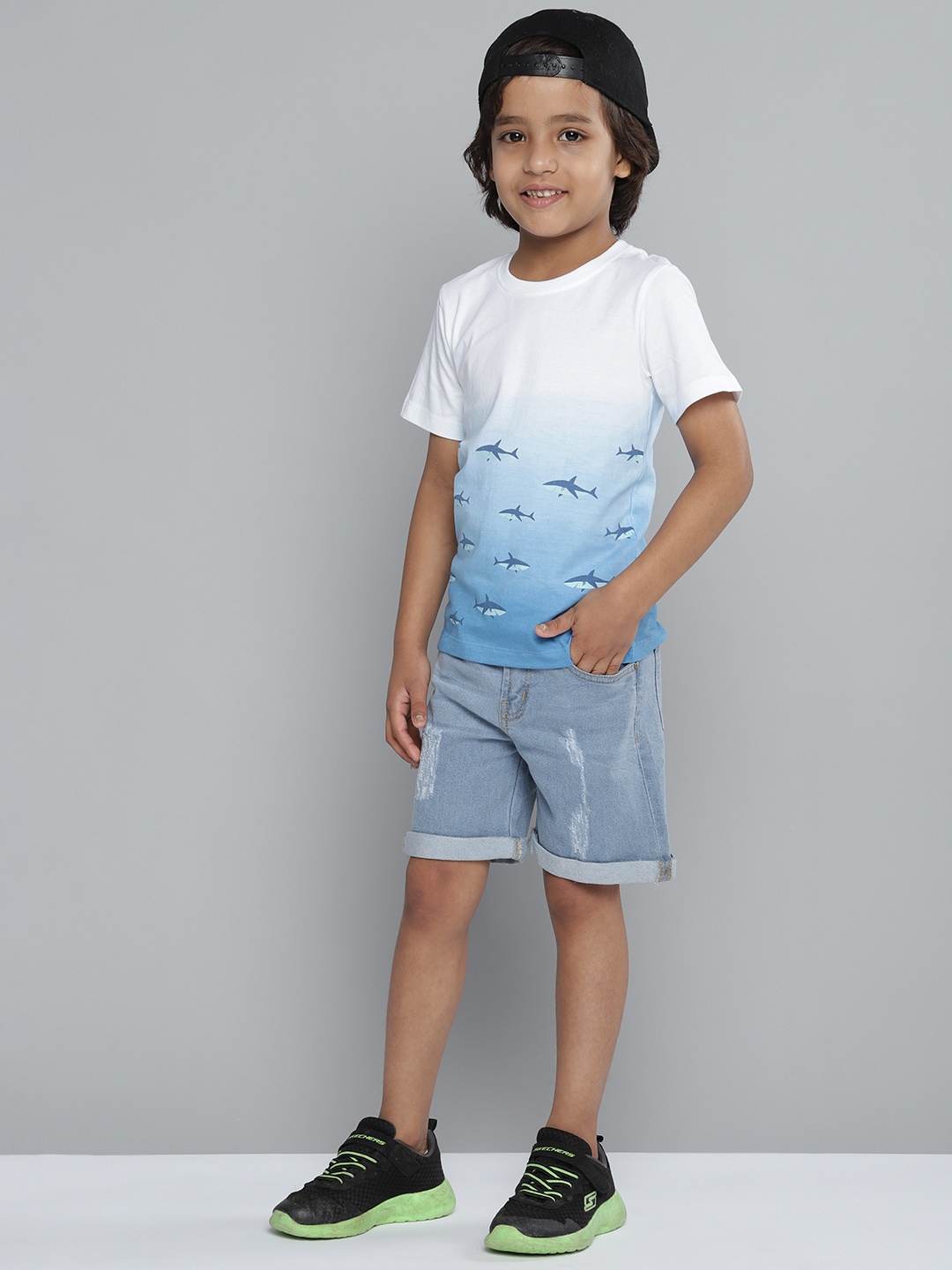 

YK Boys Blue Ripped Denim Shorts