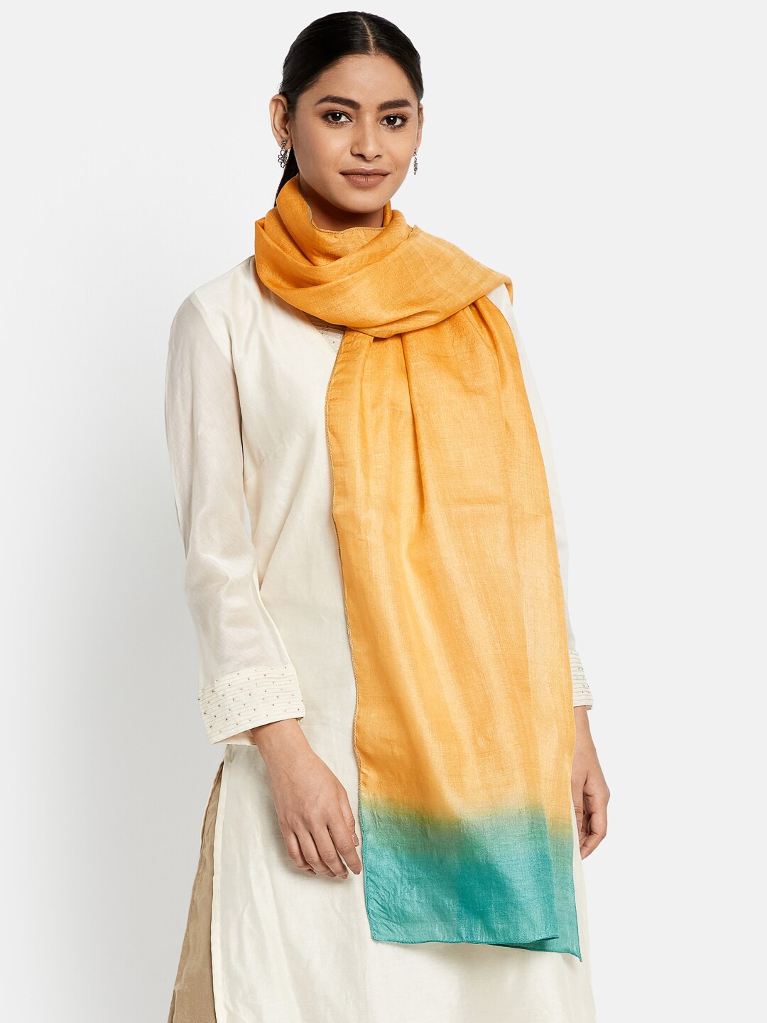 

Fabindia Women Mustard & Blue Stole