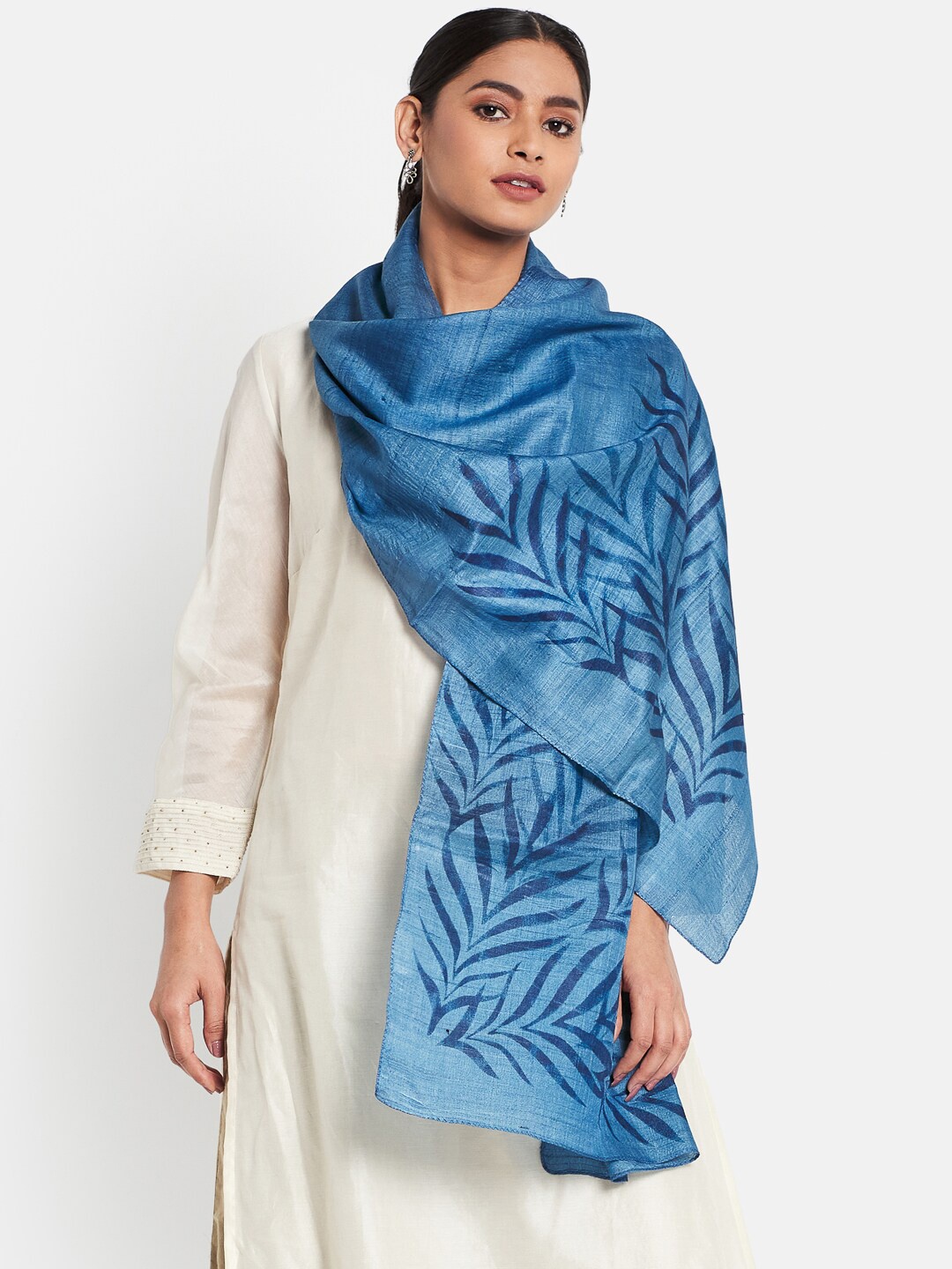 

Fabindia Women Blue Printed Stole