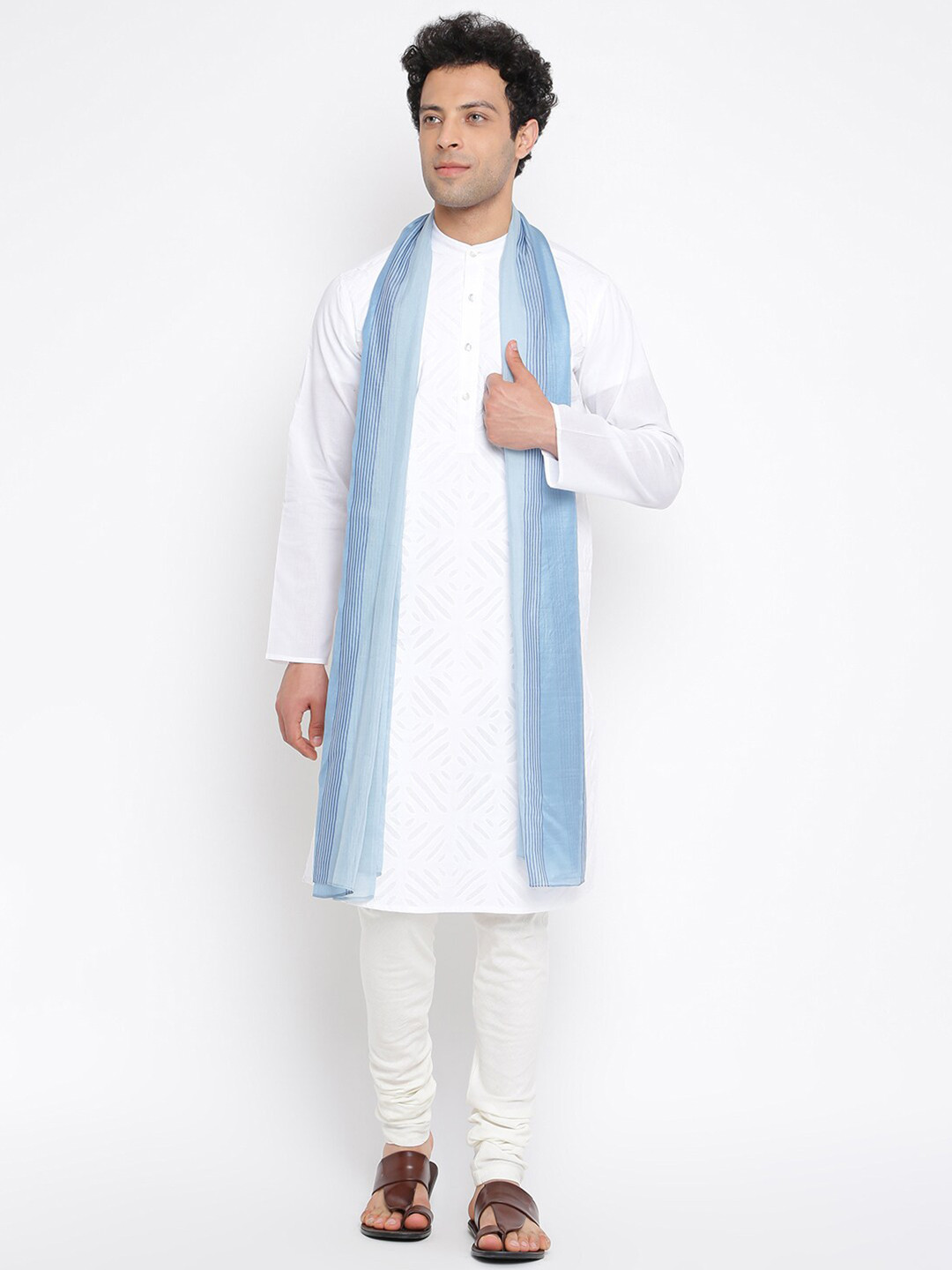 

Fabindia Men Blue Woven Design Stole
