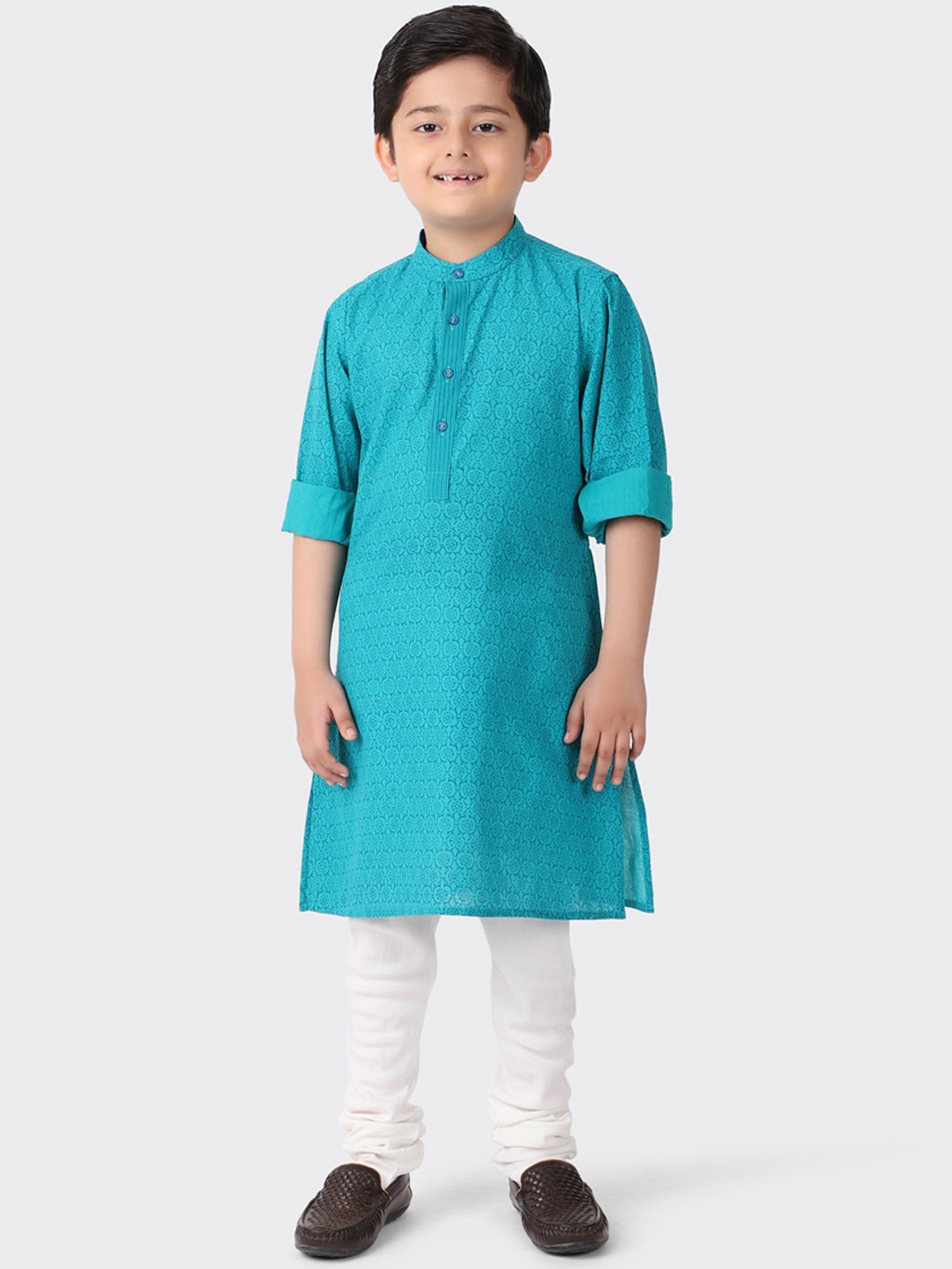 

Fabindia Boys Blue Ethnic Motifs Printed Kurta
