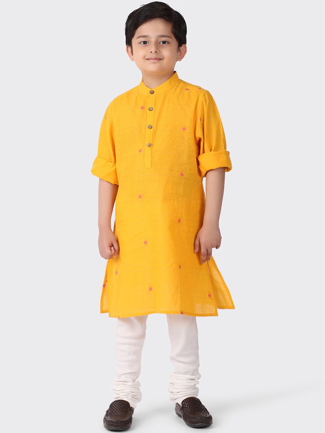 

Fabindia Boys Yellow Ethnic Motifs Printed Kurta
