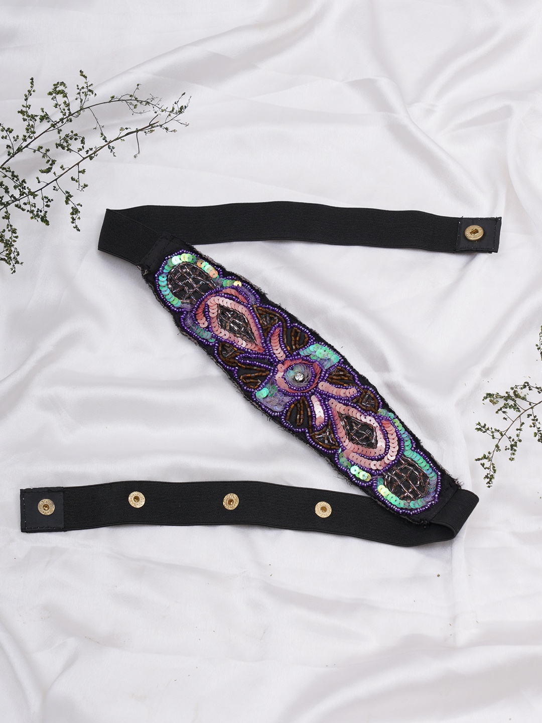 

FABBHUE Women Black Embellished Stretchable Belt