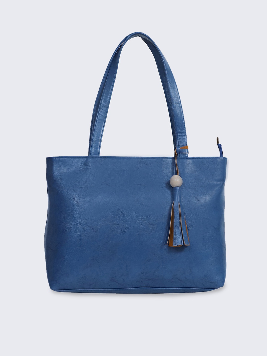 

FABBHUE Blue PU Structured Shoulder Bag with Tasselled