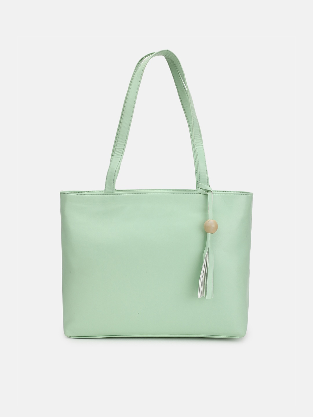 FABBHUE Olive Green PU Shopper Shoulder Bag with Tasselled