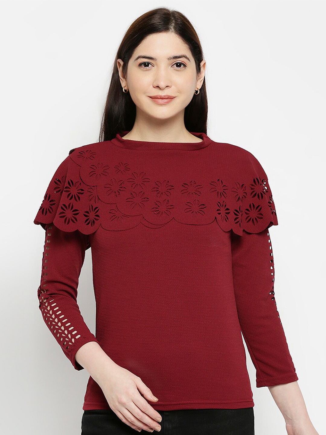 

Pretty Awesome Women Maroon Crepe Top