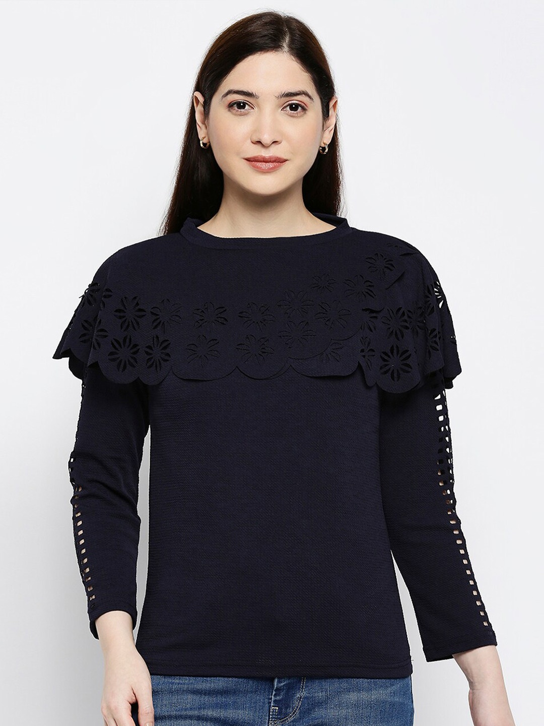 

Pretty Awesome Women Black Crepe Top