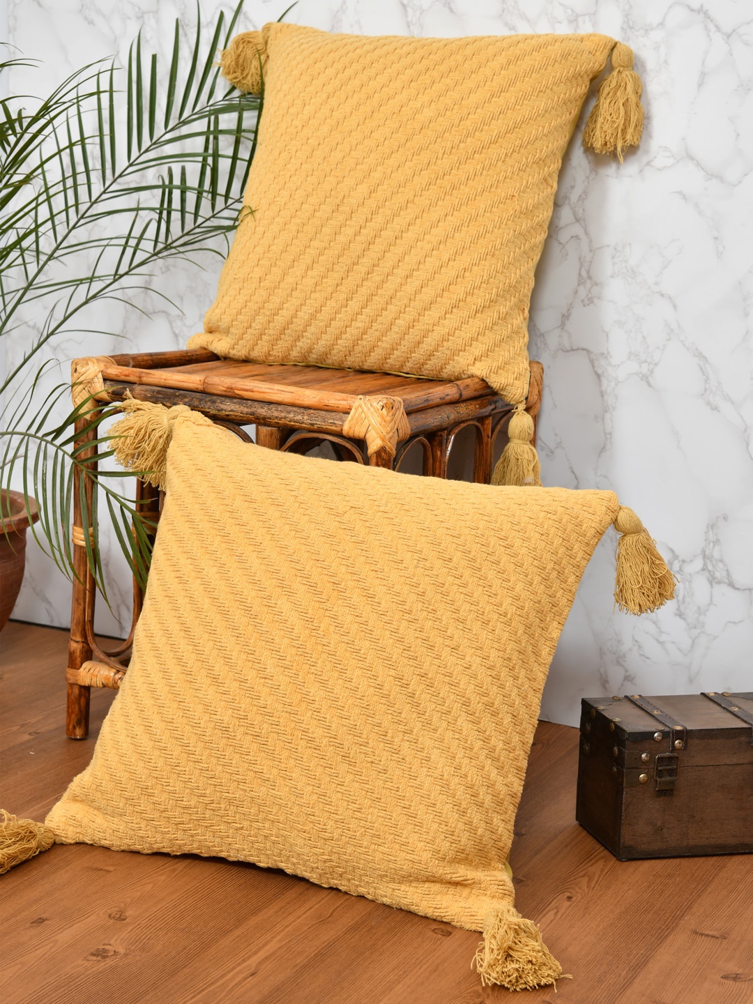 

Gulaab Jaipur Yellow Set of 2 Square Cushion Covers