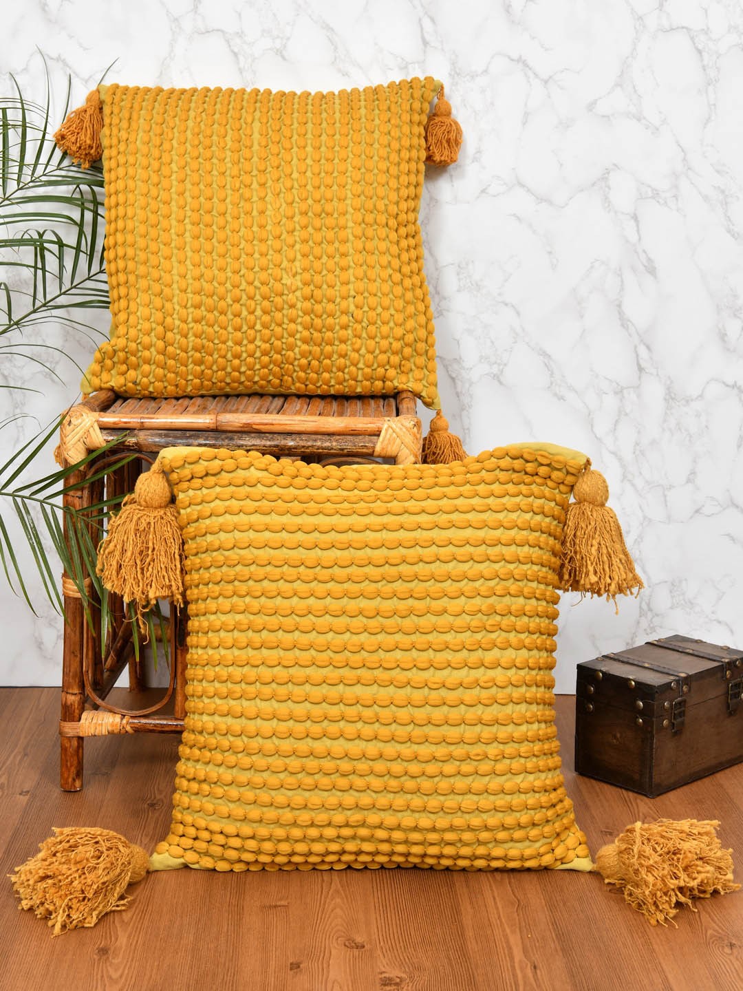 

Gulaab Jaipur Yellow Set of 2 Square Cushion Covers
