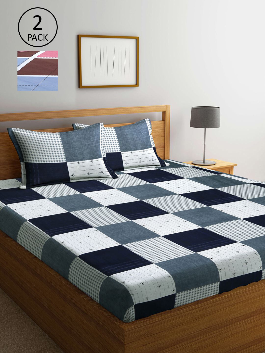 

KLOTTHE Black & Pink Printed 210 TC 2 King Bedsheet with 4 Pillow Covers