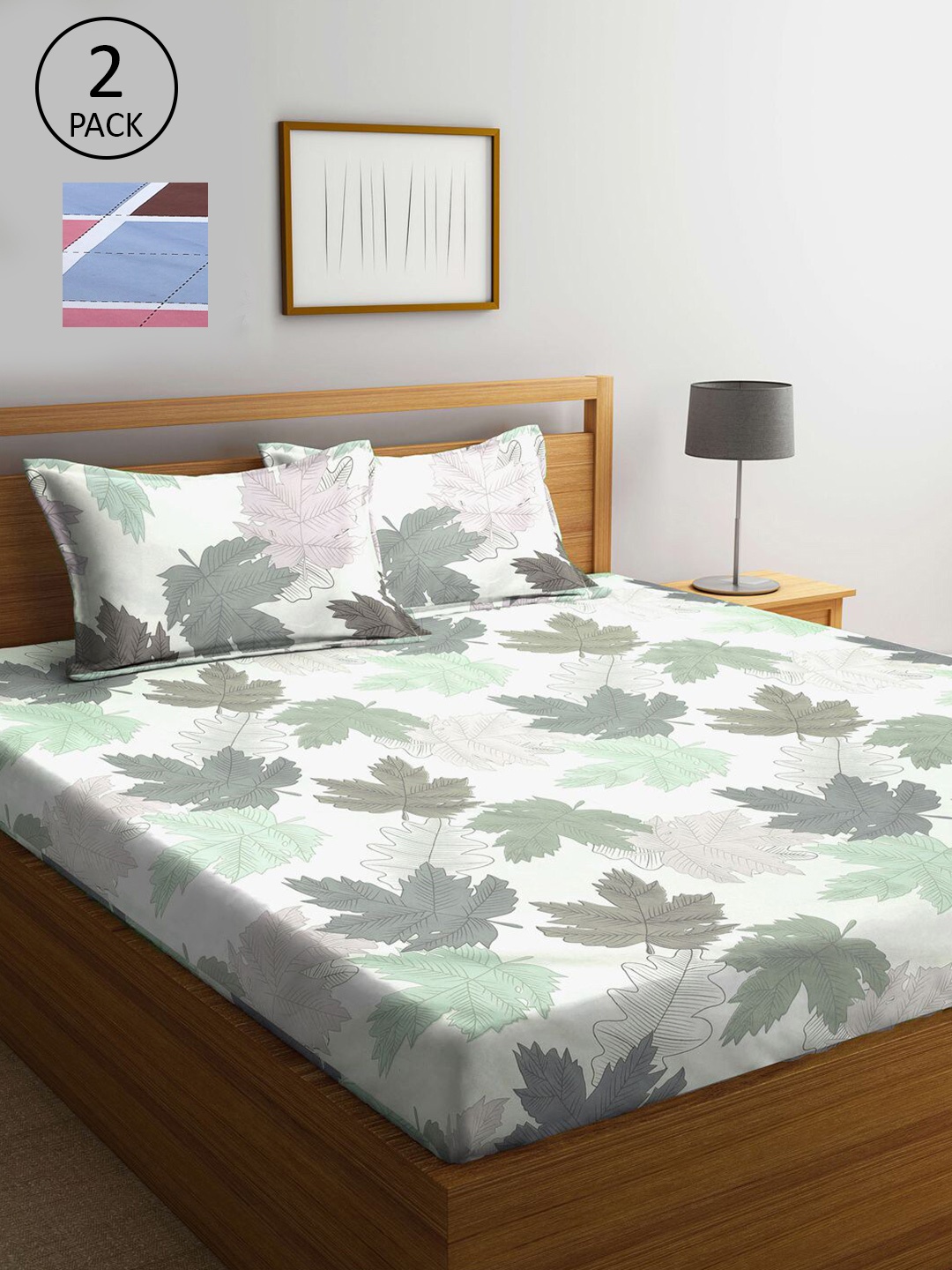 

KLOTTHE Grey & Pink Geometric 210 TC 2 King Bedsheet with 4 Pillow Covers