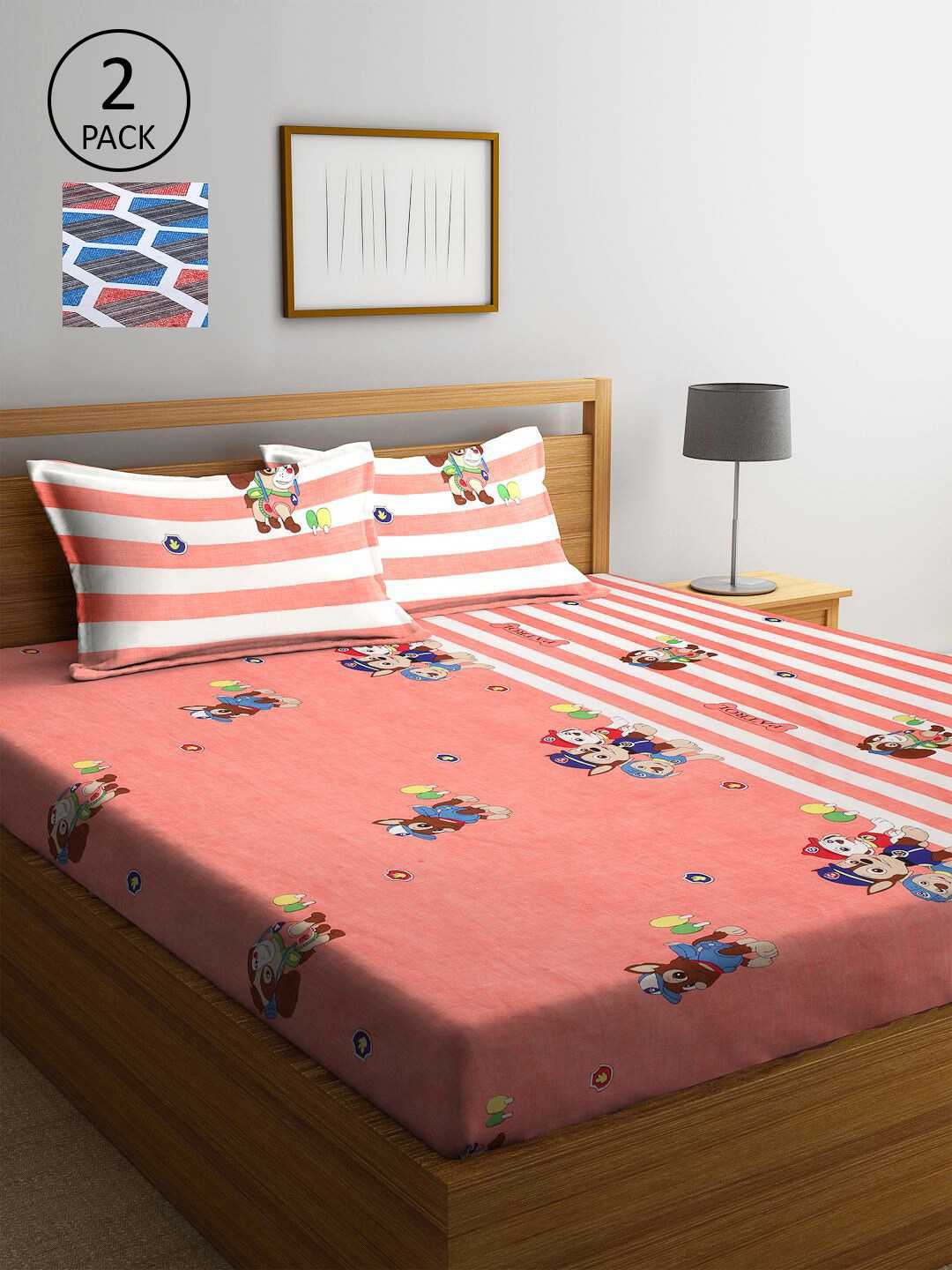 

KLOTTHE MultiColor 210 TC Printed 2 King Cotton Bedsheet with 4 Pillow Covers, Multi