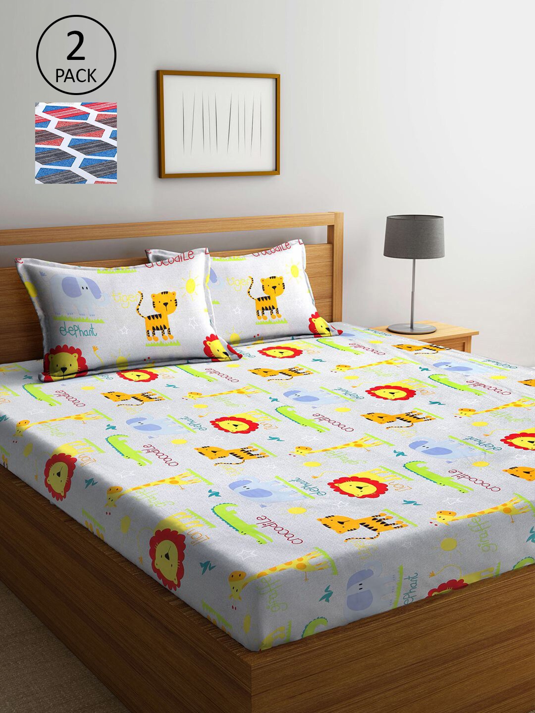 

KLOTTHE MultiColor 210 TC Printed 2 King Cotton Bedsheet with 4 Pillow Covers, Multi