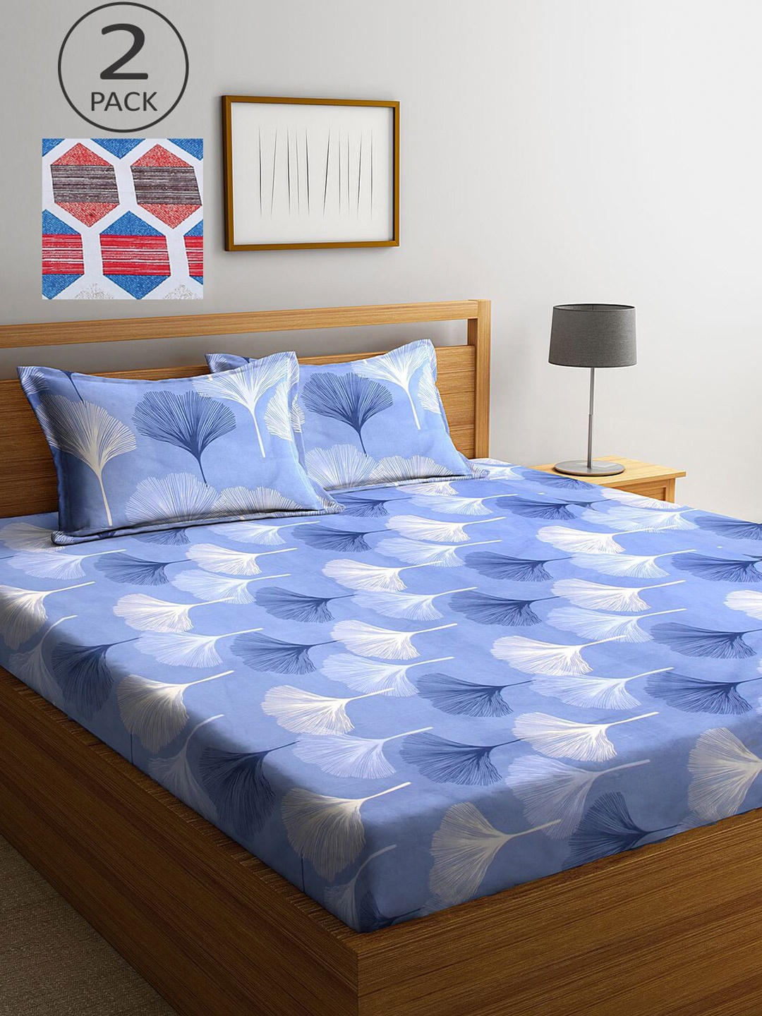 

KLOTTHE Multicolor 210 TC Printed Set of 2 King Cotton Bedsheet with 4 Pillow Covers, Multi